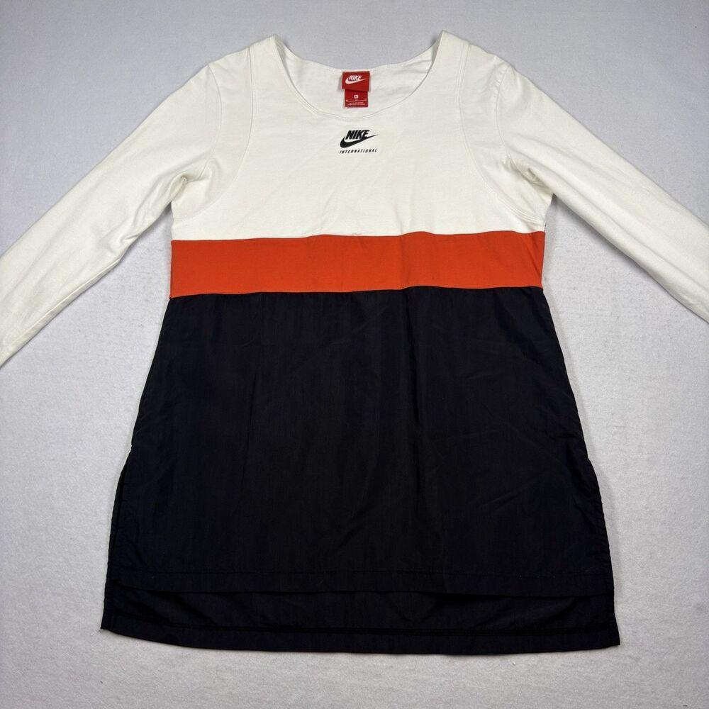 Nike International Long Sleeve Dress Womens M White Black Red Colorblock - Picture 3 of 8